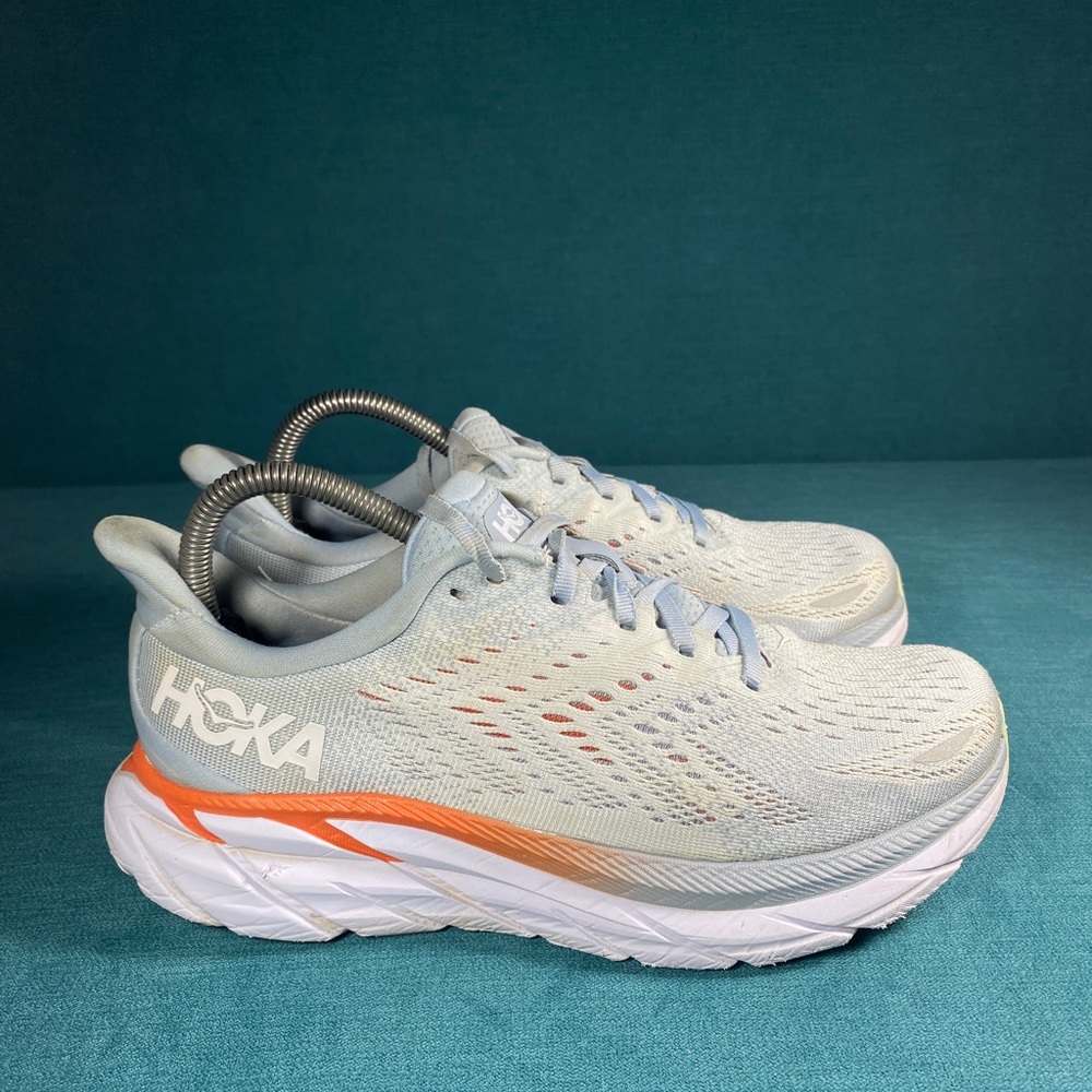 Hoka Athletic Shoes in Light Gray and Orange - Picture 3 of 8